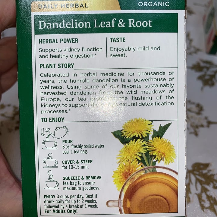 photo of Traditional Medicinals Organic Dandelion Leaf & Root Herbal Tea shared by @usa-ute on  22 Sep 2022 - review