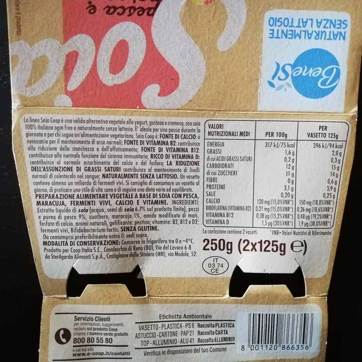 review photo of Bene.Si coop Yogurt Soia Pesca E Maracuja shared by @auroragiovannetti on 04 Sep 2022 - review