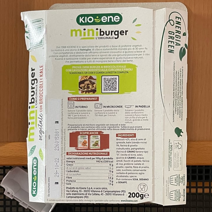 photo of Kioene Miniburger Broccoli E Kale shared by @vveggie on  25 Sep 2022 - review