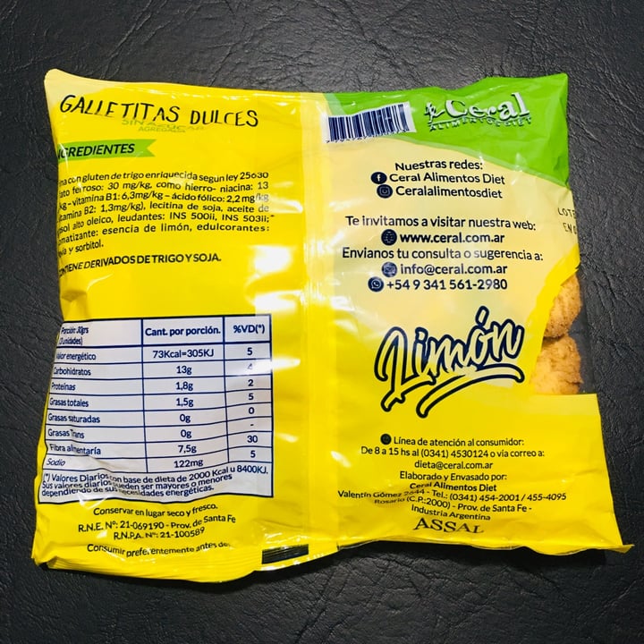 photo of Cereal Alimentos Diet Galletitas dulces sin azúcar de Limón shared by @3dith on  03 Nov 2021 - review