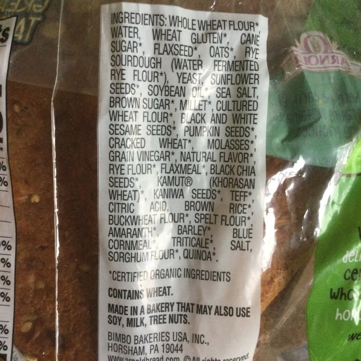 photo of Arnold Organic 22 grains & seeds Plant-based shared by @pattyrf on  16 Sep 2021 - review