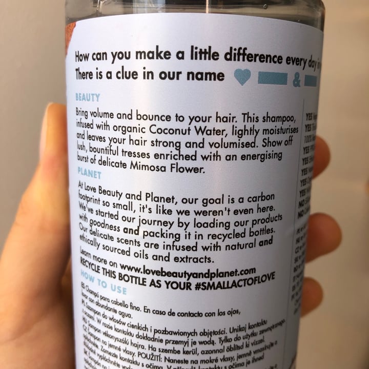 photo of Love Beauty and Planet Coconut Water & Mimosa Flower Shampoo shared by @pbsofia on  29 Mar 2021 - review