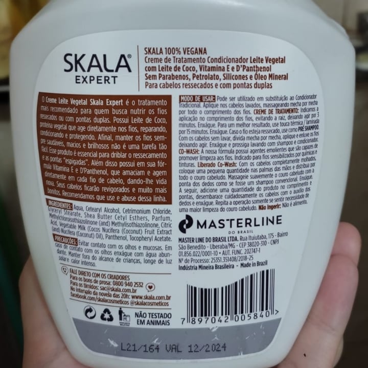 photo of Skala Creme para Nutrição de Leite Vegetal Com Leite de Coco shared by @vicnunes on  11 May 2022 - review
