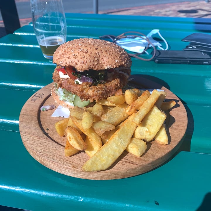 review photo of Pear Tree Bistro Seitan chicken burger shared by @carmenneethling on 10 Aug 2021 - review