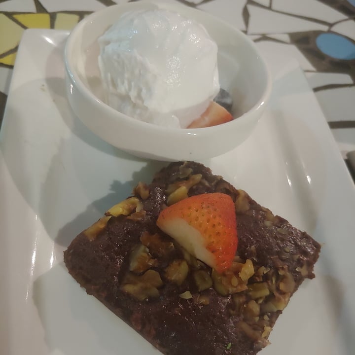photo of Original Sin Mediterranean Restaurant Vegan Brownie with Coconut Ice Cream shared by @vegananu on  28 Apr 2021 - review