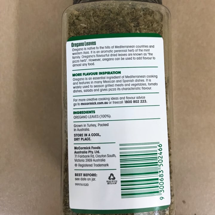 photo of McCormick oregano leaves shared by @aleessandra on  07 May 2022 - review