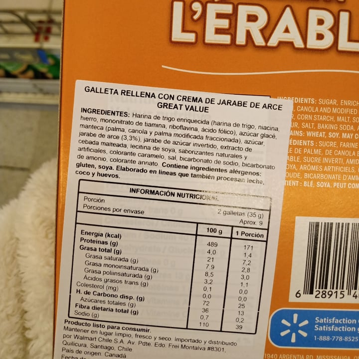 photo of Great Value  Galletas Maple Creme shared by @belenii on  13 Jun 2020 - review