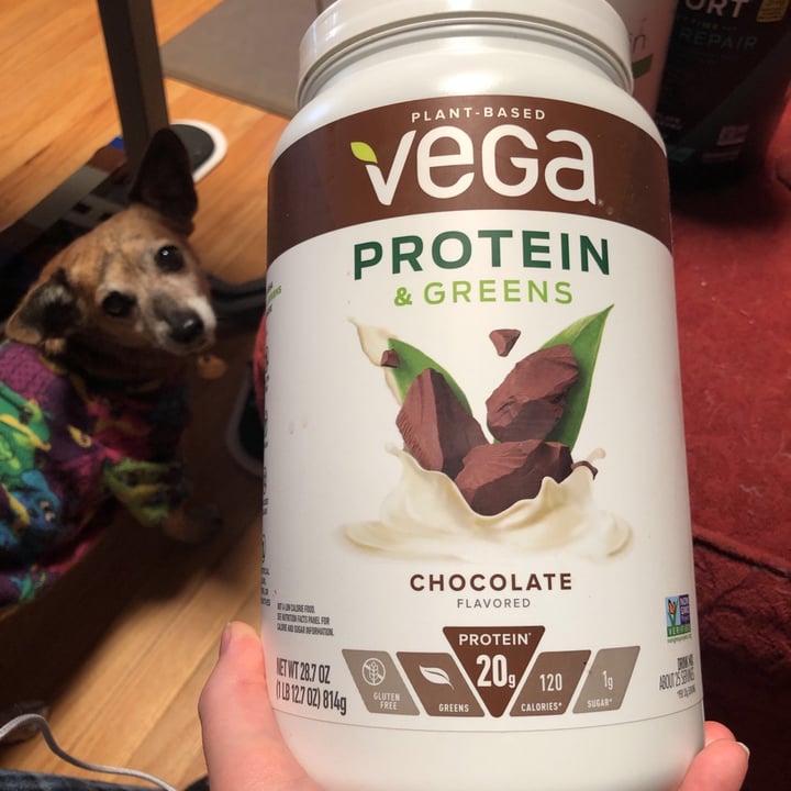 photo of Plant-Based Vega  Protein & Greens - Chocolate Flavoured shared by @veg4lyfe on  26 Feb 2021 - review