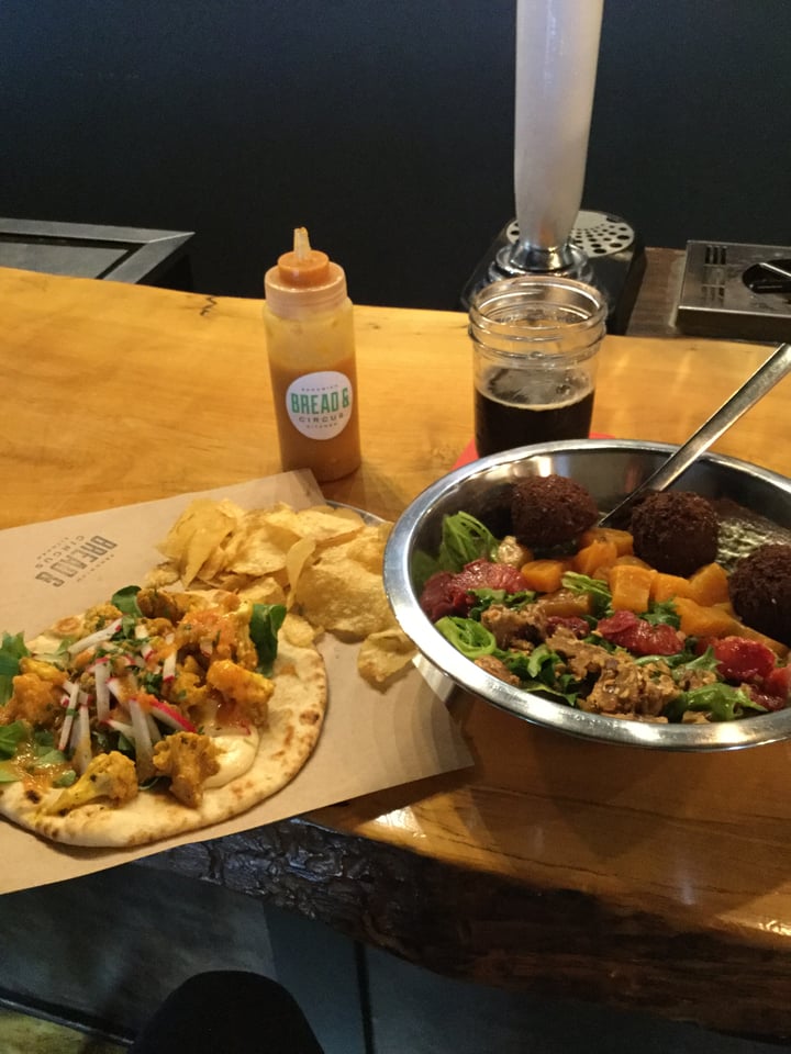 review photo of Bread & Circus Sandwich Kitchen Curried Cauliflower sandwich and Beet Salad w/ Falafel shared by @plantbasedbill on 02 Dec 2019 - review