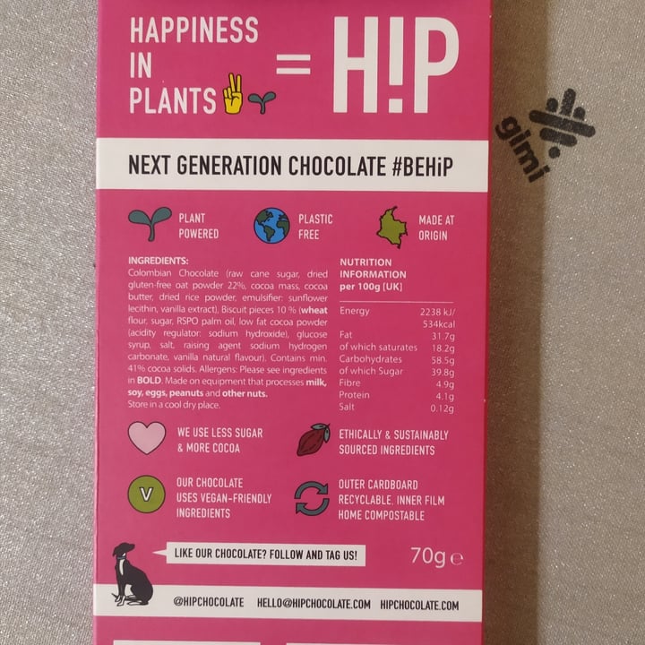 photo of HIP (H!P) Cookies No Cream Oat M!lk Chocolate Bar shared by @saradc on  23 Nov 2021 - review