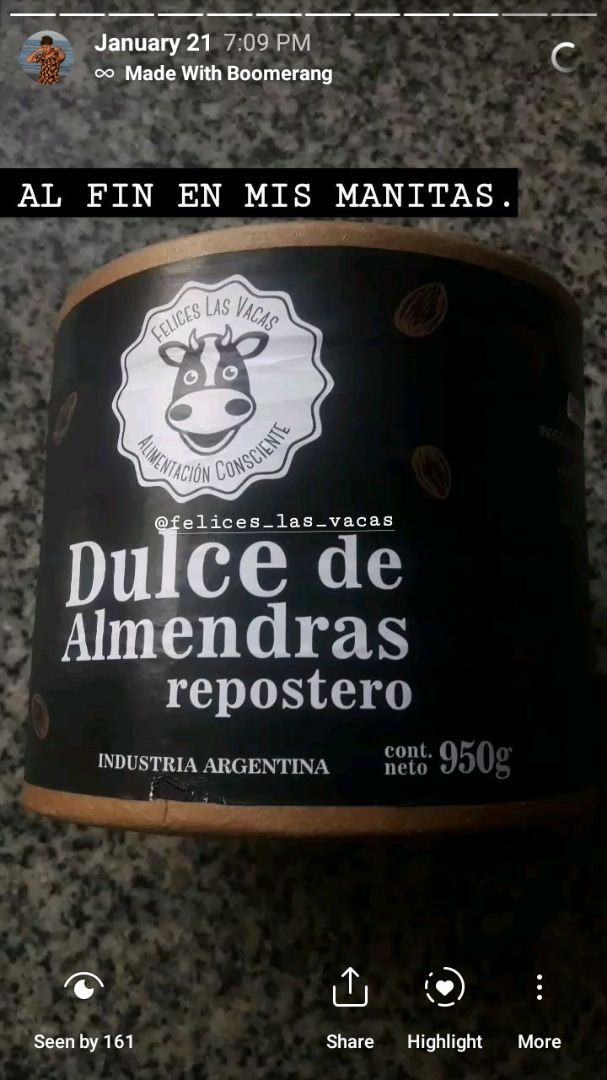 review photo of Felices Las Vacas Untable de Almendras Sabor Dulce de Leche Repostero shared by @bloomofethics on 29 Jan 2020 - review