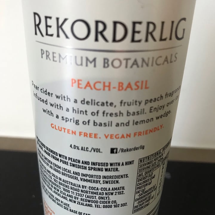 photo of Rekorderlig Botanicals Peach Basil, Low Sugar, Low Carb shared by @happyroxy on  05 Nov 2020 - review