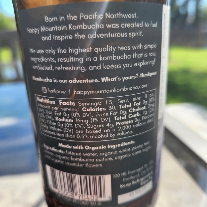 photo of Happy Mountain Kombucha Lavender White Kombucha shared by @angebe on  22 May 2022 - review