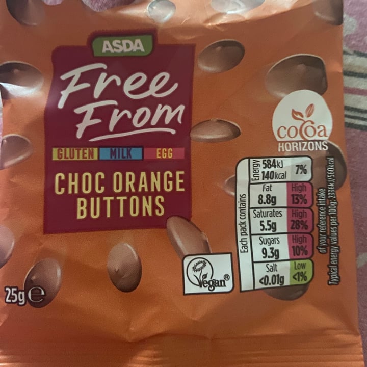 photo of ASDA Choc orange buttons shared by @thebrummievegan on  29 May 2021 - review
