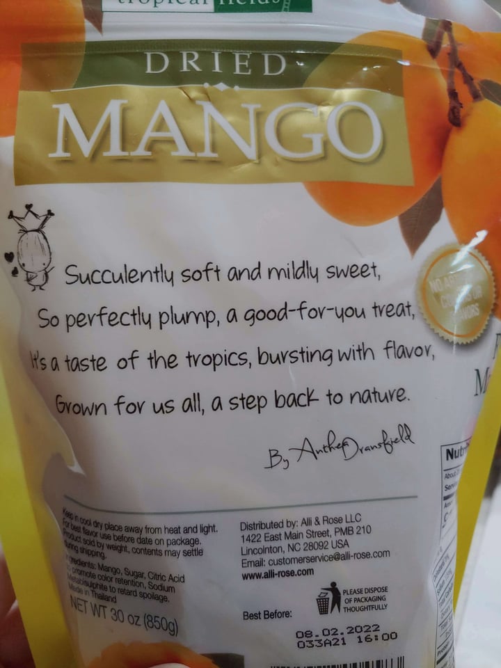 photo of Tropical fields Dried Mango shared by @nchen31 on  06 Nov 2021 - review