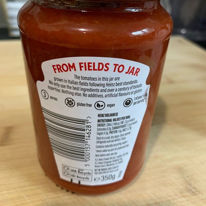 photo of Heinz Tomato Sauce for Bolognese shared by @avocado-uk on  06 Jun 2022 - review