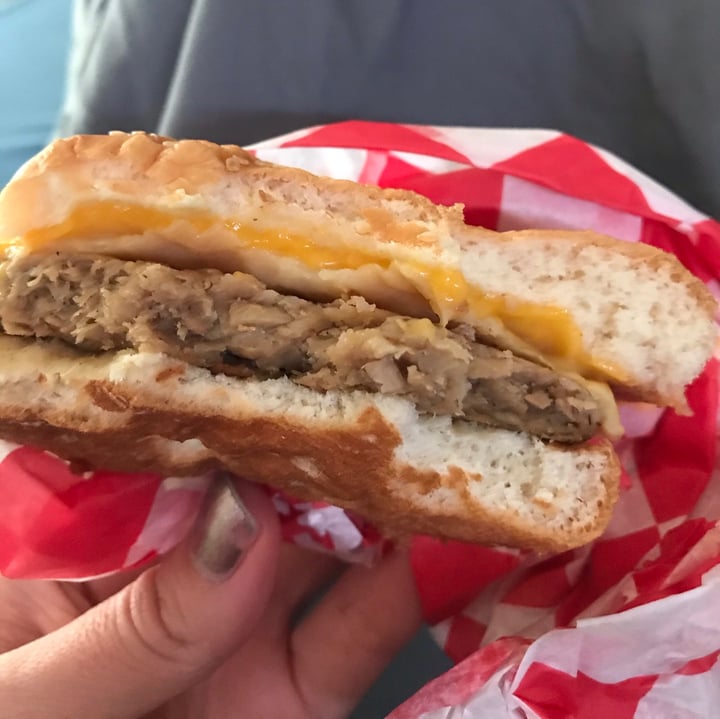 photo of Santana's Vegan Grill Sausage, egg, and cheese burger shared by @mallory17 on  27 Aug 2020 - review