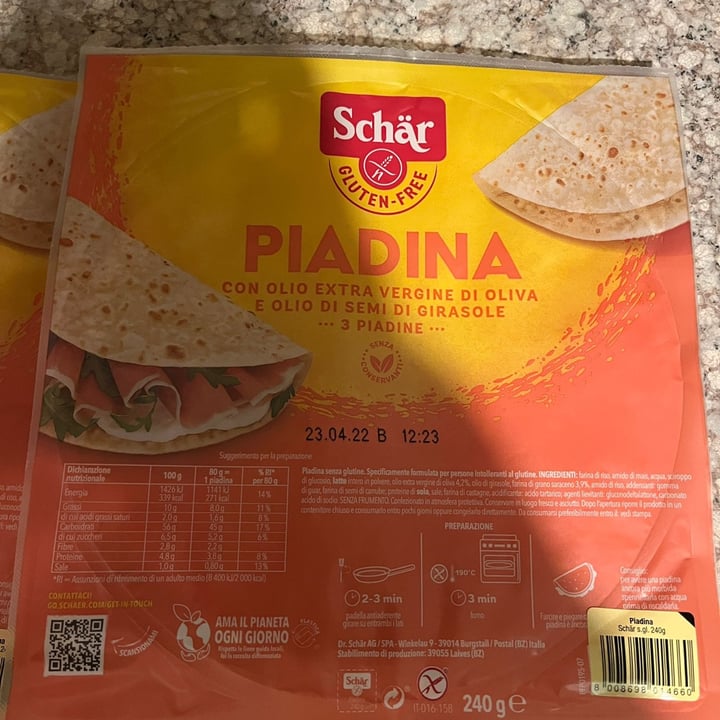 photo of Schär Piadina shared by @sofiaclaudiamigliore on  08 Feb 2022 - review