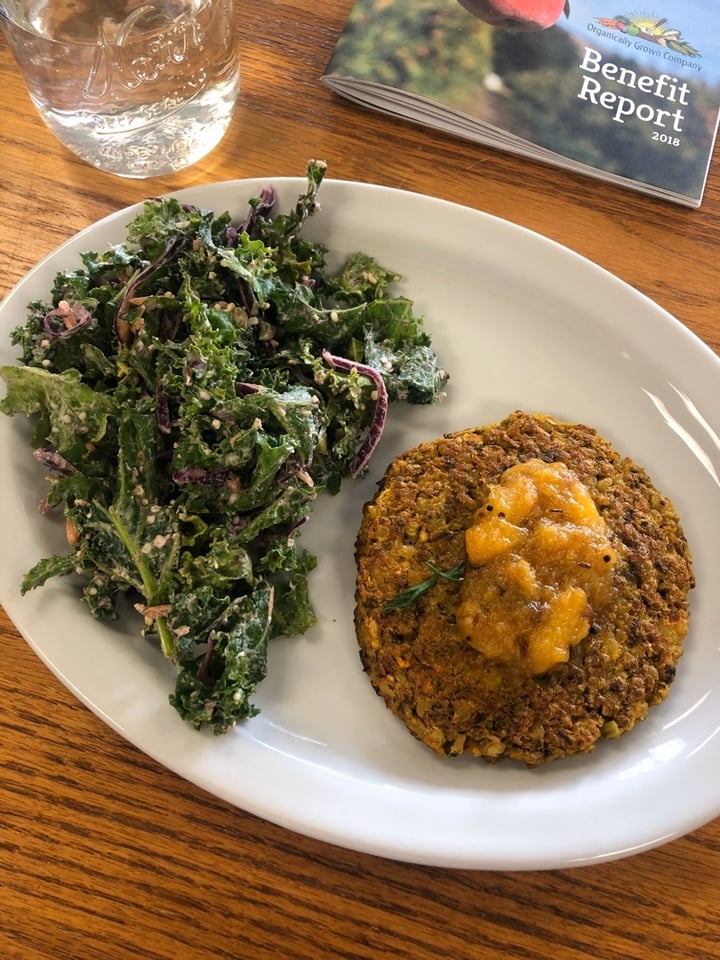 photo of Roots Zero Waste Market Vegan Garden Burger With Apricot Chutney And Cesar Salad shared by @hannaheatsplants on  16 Jan 2020 - review