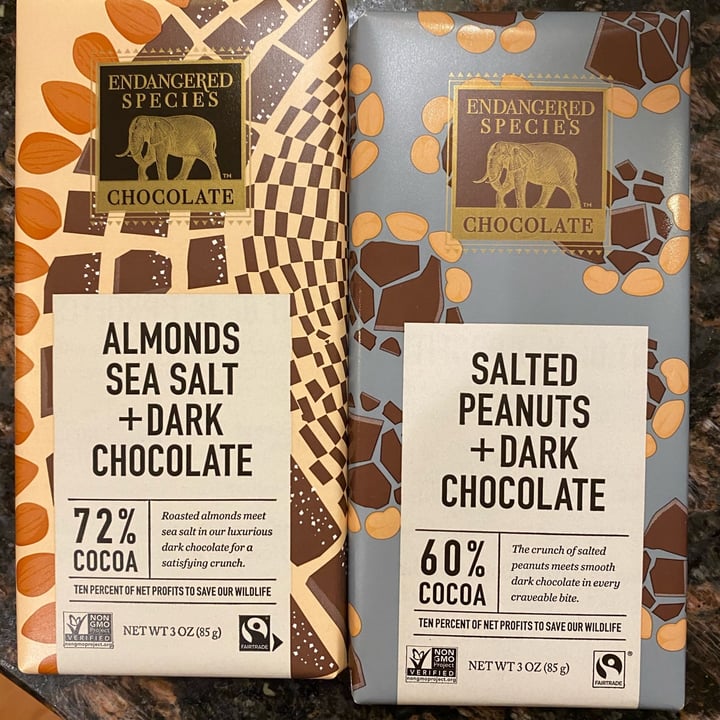 photo of Endangered Species Chocolate Almonds Sea Salt + Dark Chocolate shared by @abeaudette on  21 Jan 2022 - review