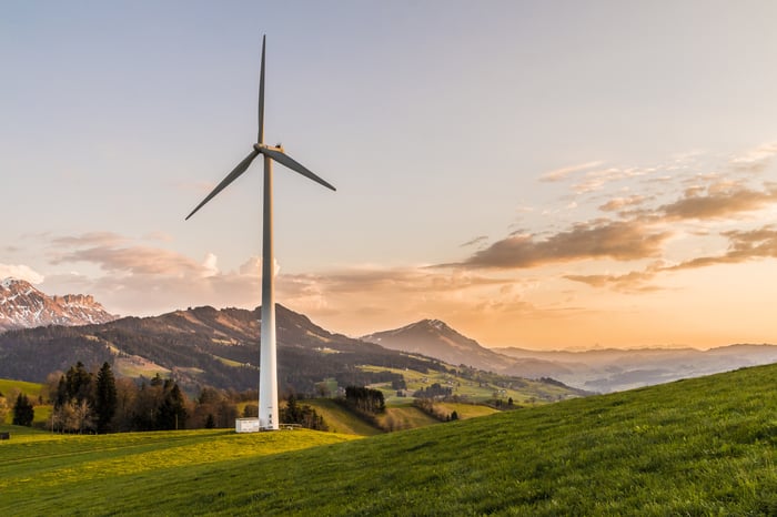 windmills on a bright day