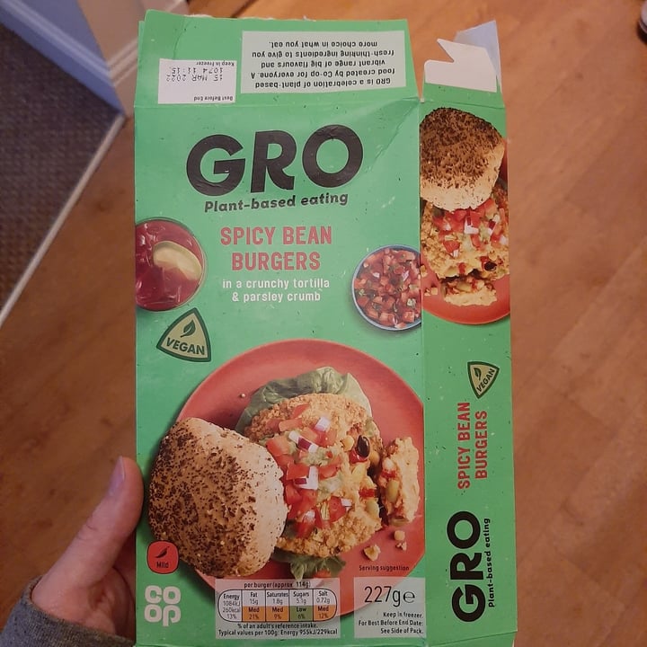 photo of GRO Spicy Bean burgers shared by @abbey1 on  04 Jun 2021 - review