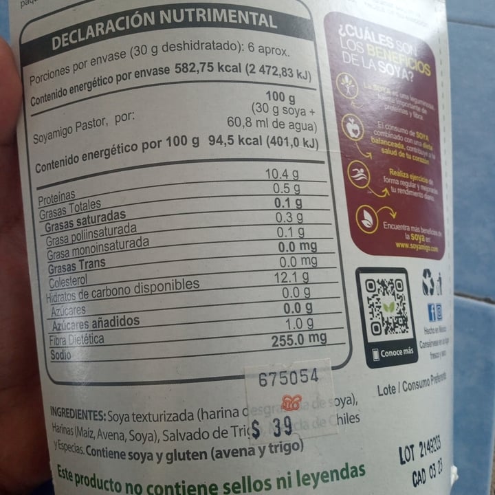 review photo of Soyamigo Alimento a Base de Soya sabor al Pastor shared by @msadeh on 25 Aug 2022 - review