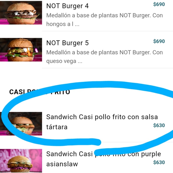 photo of Lado V Sandwich casi pollo frito con salsa tártara shared by @alexis-furioso on  03 Aug 2021 - review