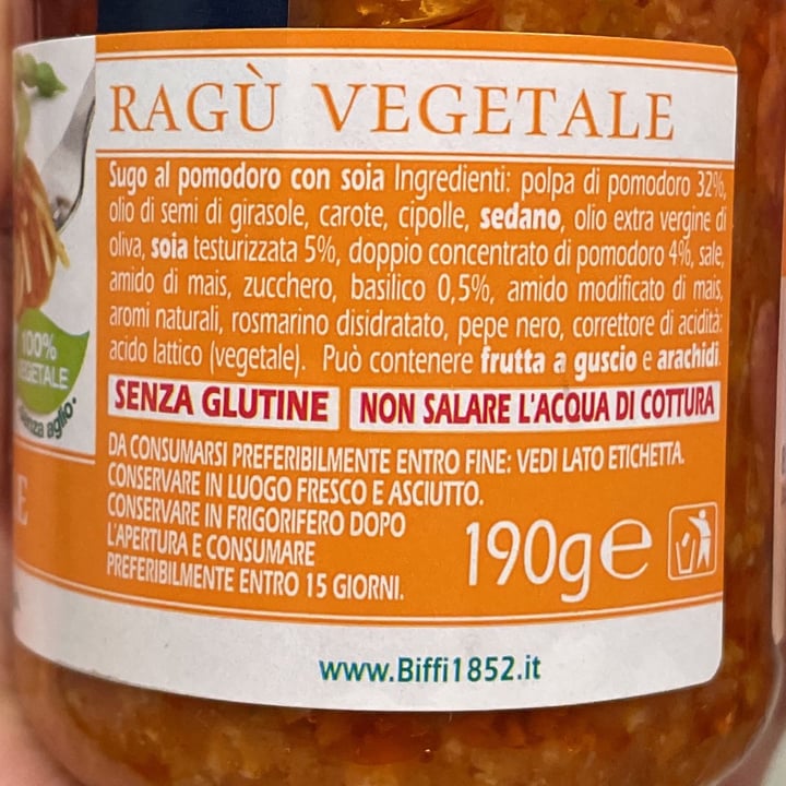 photo of Biffi Che Sugo! Ragù Vegetale (in vetro) shared by @mglncl on  09 Apr 2022 - review