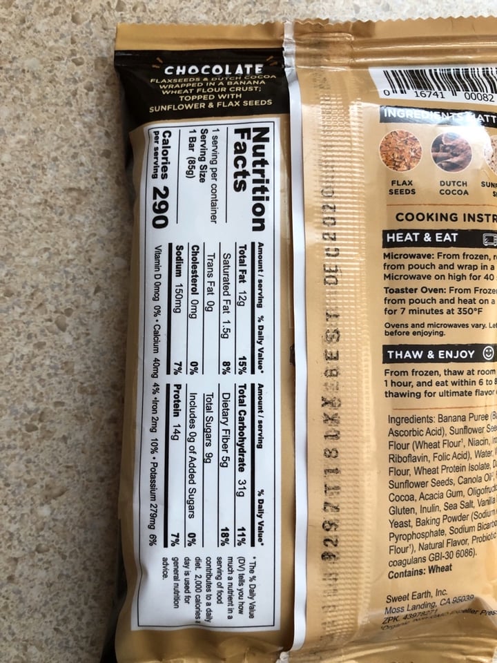 review photo of Sweet Earth Sweet Earth POGO Chocolate Banana & Flax Wrap shared by @steffensenskitchen on 23 Feb 2020 - review
