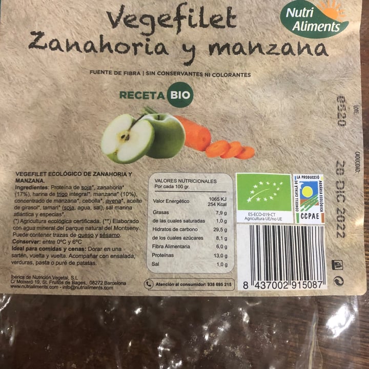review photo of Vege Filet hamburguesas Zanahoria Y Manzana shared by @training-ground on 26 Sep 2022 - review