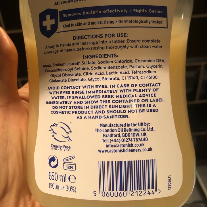 photo of Astonish Milk & Honey Protect & Care Antibacterial Handwash shared by @southernveganupnorth on  30 Oct 2020 - review