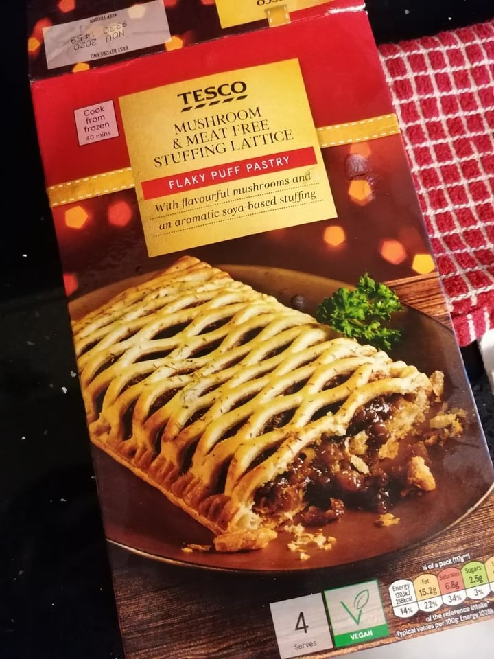 review photo of Tesco Mushroom and Meat-Free Stuffing Lattice shared by @animallover88 on 30 Dec 2019 - review