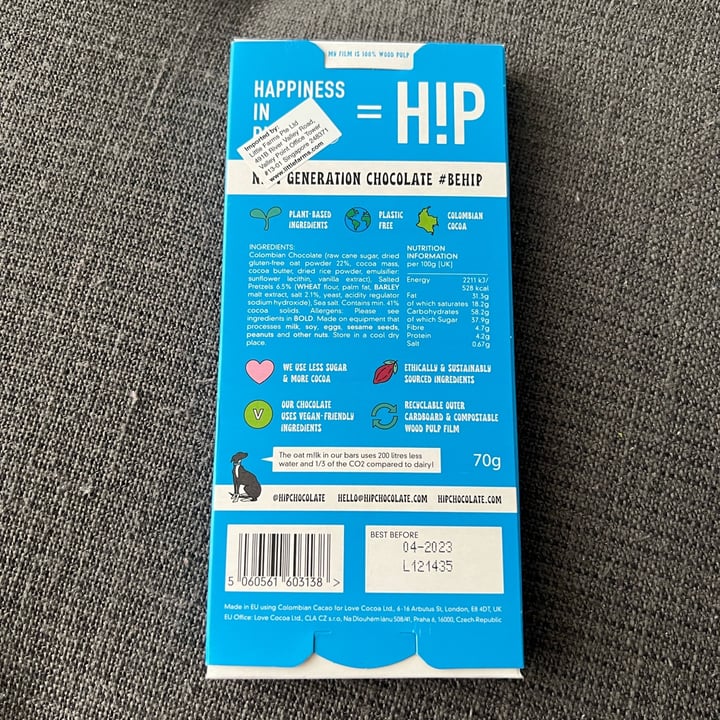 photo of HIP Salty Pretzels Oat Milk Chocolate shared by @toastykakes on  10 Mar 2022 - review