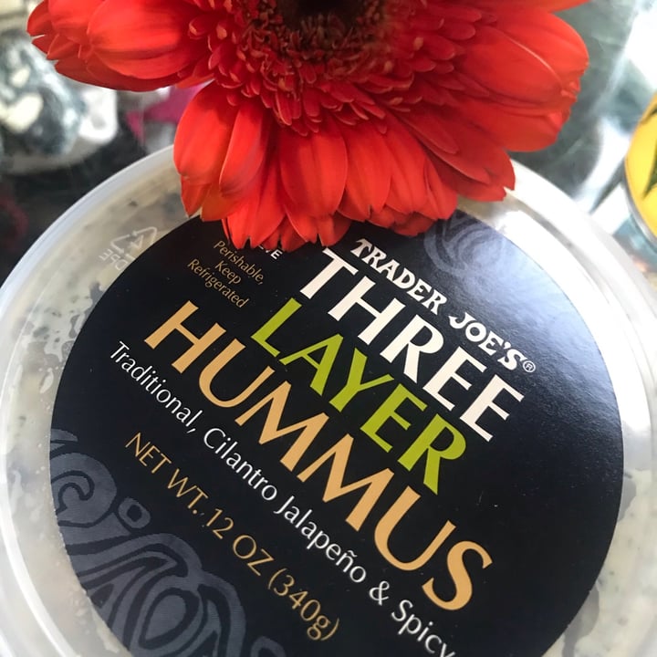 photo of Trader Joe's Three Layer Hummus shared by @yoganaorganabanana on  02 Mar 2021 - review