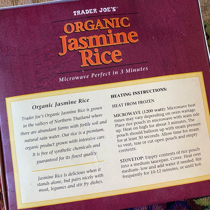 photo of Trader Joe's Organic Jasmine rice shared by @yarilovezzucchini on  22 Jan 2022 - review
