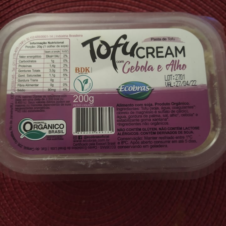 photo of Ecobras Pasta de Tofu (Tofu cream) shared by @mamagalhaes on  01 Apr 2022 - review