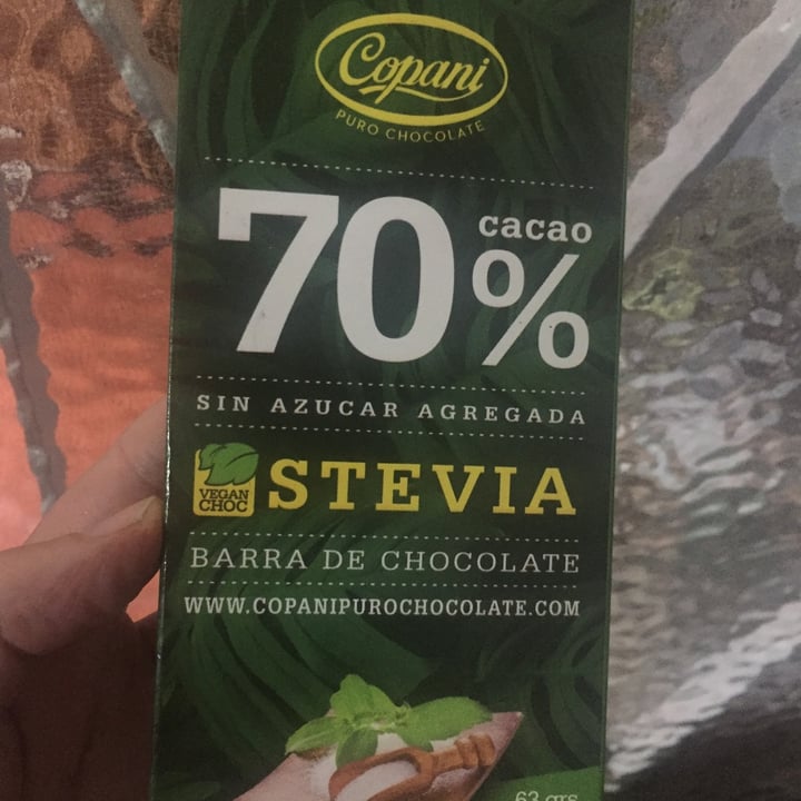 photo of Copani Barra de chocolate 70% cacao endulzada con stevia shared by @bethduff on  06 Oct 2021 - review
