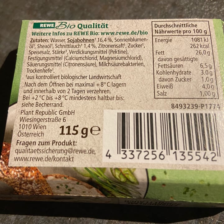 photo of Rewe Bio Frischcreme Schnittlauch shared by @ninoo on  03 Dec 2022 - review