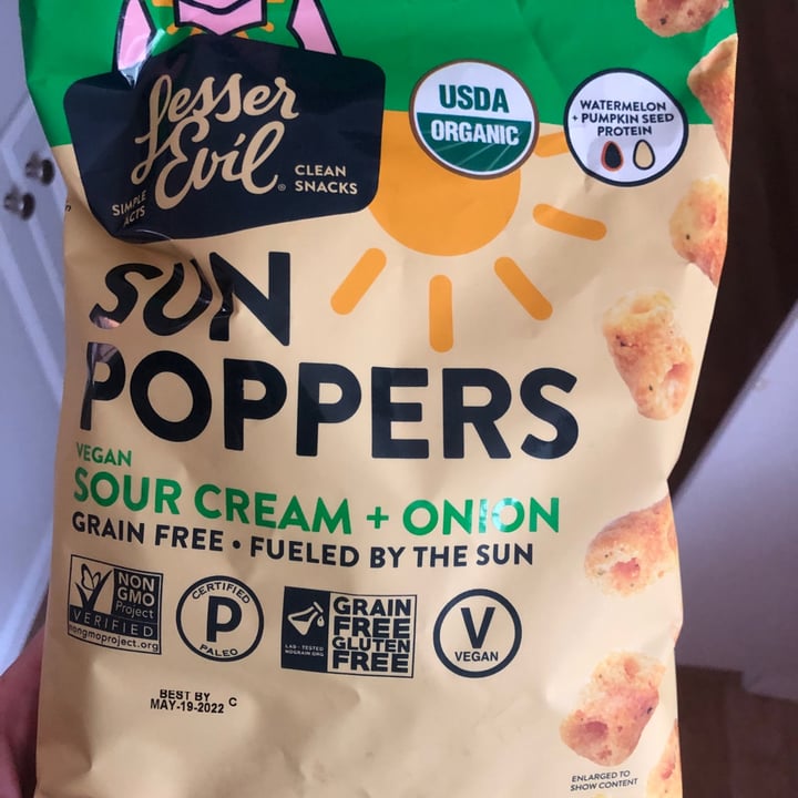 photo of Lesser Evil Snacks Sun poppers sour cream and onion shared by @jennyyy7 on  05 Oct 2021 - review