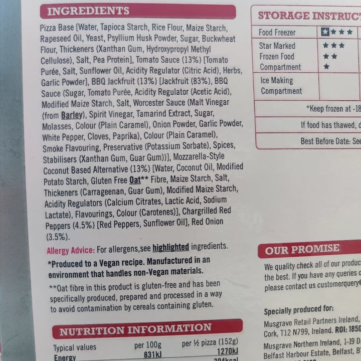review photo of Supervalu Veg Kitchen Plant Based Stonebaked bbq jackfruit pizza shared by @arsone on 10 Nov 2022 - review