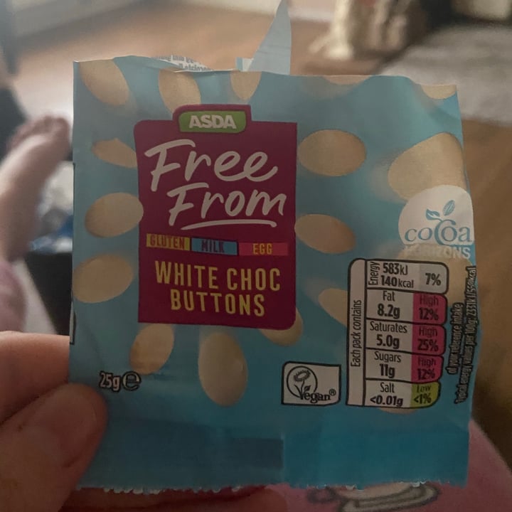 photo of ASDA White choc buttons shared by @thebrummievegan on  29 May 2021 - review