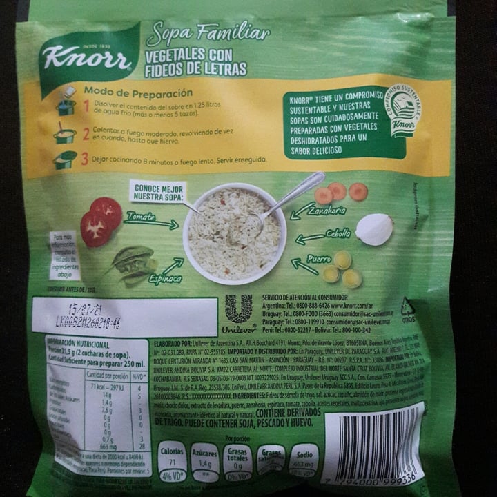 review photo of Knorr Sopa familiar de vegetales con fideos de letras shared by @veggimimi on 22 Jun 2020 - review