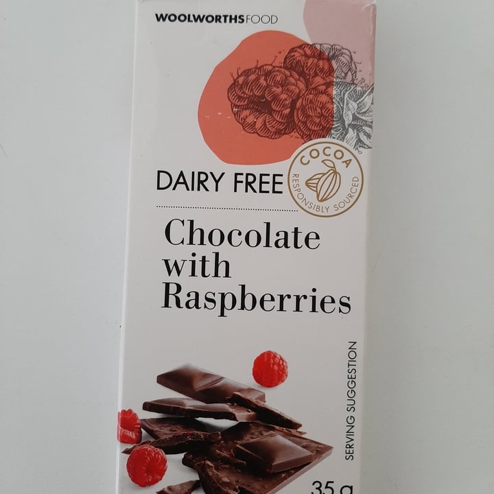photo of Woolworths Food Dairy free chocolate with Rasberries shared by @ashnee on  29 Nov 2020 - review