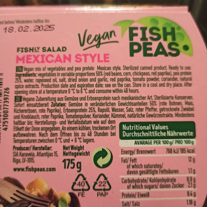 review photo of fish peas Fishly Salad Mexican Style shared by @eriako on 11 Nov 2022 - review