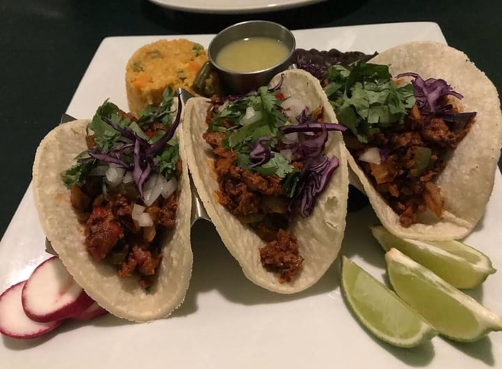 review photo of Luna Verde Vegan Mexican Restaurant Tacos Tradicionales (Chorizo) shared by @kat13 on 07 Apr 2020 - review