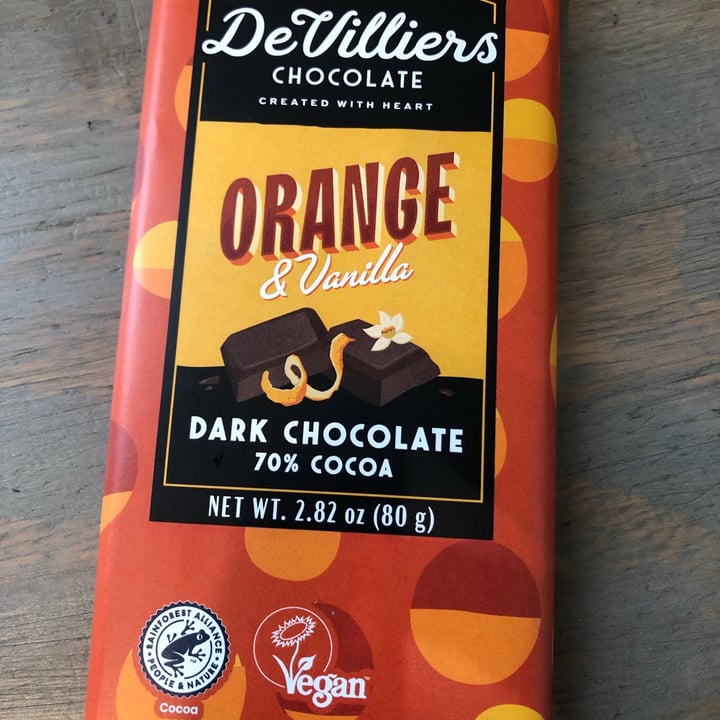 photo of De Villiers Chocolate Orange & Vanilla Dark Chocolate Bar shared by @meggi-loves-a-veggi on  13 Sep 2021 - review