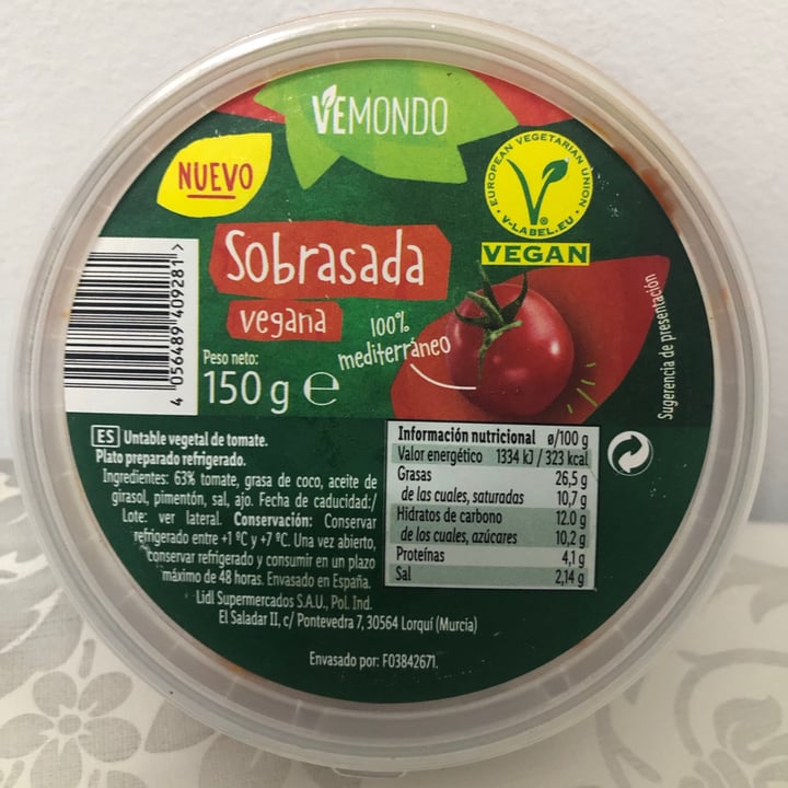 review photo of Vemondo Sobrasada vegana shared by @3chary3 on 28 Aug 2021 - review