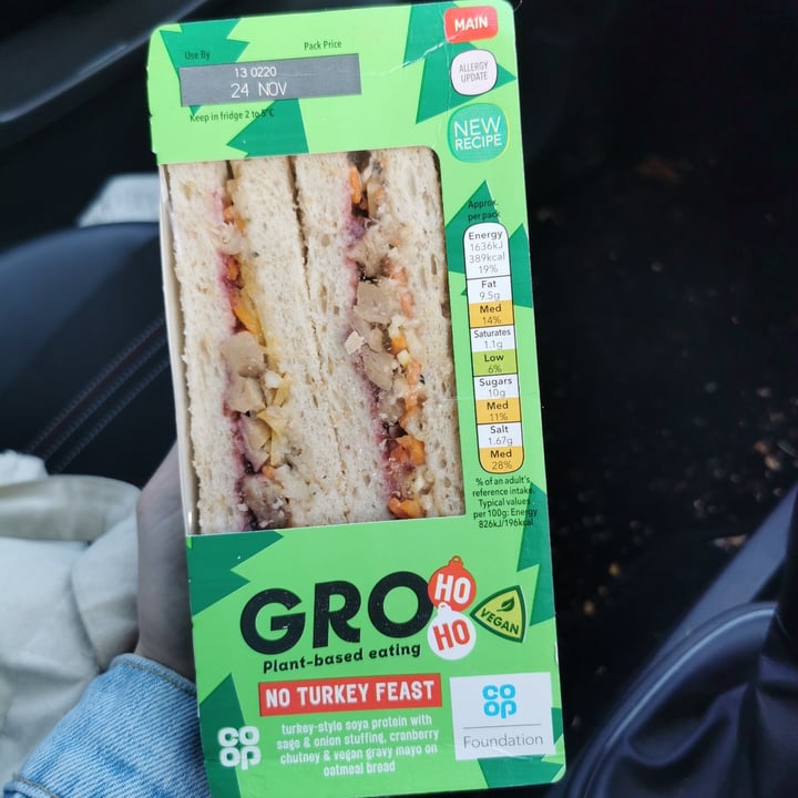 photo of Co operative No Turkey Feast sandwich shared by @cthomps05 on  23 Nov 2022 - review