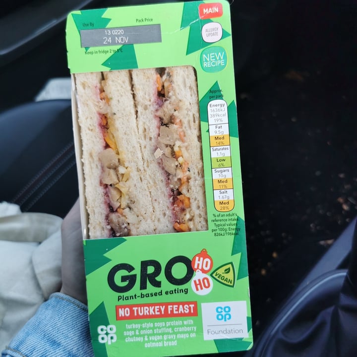 review photo of Co operative No Turkey Feast sandwich shared by @cthomps05 on 23 Nov 2022 - review